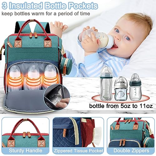 SHITIESHOU Diaper Bag Backpack Baby Bag, Baby Girl Boy Diaper Bag for Dad Mom with Pad, 16 Pockets, Pacifier Case, Large Diaper Bags Unisex for Travel (Colorful)
