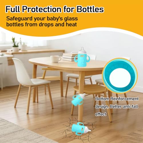 XTSWFC 3Pack Silicone Sleeves for Pigeon Baby Bottles 8.1oz, Anti Breakage Glass Baby Bottle Holder with Handles