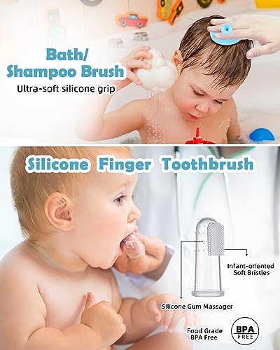 Baby Grooming and Health Kit, Lictin Nursery Care Kit, Newborn Safety Health Care Set with Hair Brush,Comb,Nail Clippers and More for Newborn Infant Toddlers Baby Boys,Baby Blue