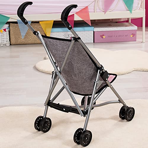 Bayer Doll Umbrella Stroller for Toddlers Foldable Grey 18-Inch, Easy Storage Lightweight Portable