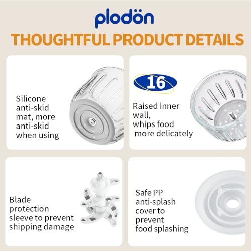 Plodon Baby Food Maker Mini Cute and Small Food Processor Puree Blender Grinder Chopper 1.2 Cup Glass Bowl with 6 Blade Electric (Spaceman-White(One Bowl))