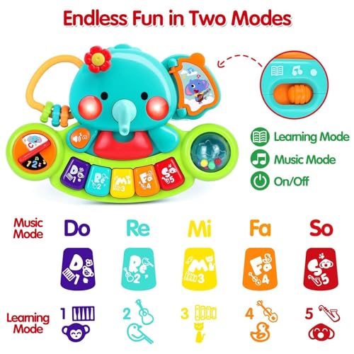 Baby Piano Toy 6 to 12 Months Light Up Music Baby Toys for 6 9 12 18 Months Early Learning Educational Piano Keyboard Infant Babies Girl Toy 1 Year Old Boy Girls Gift
