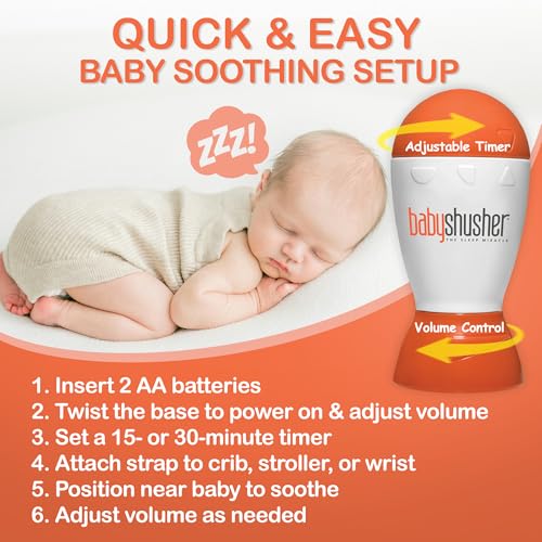 Baby Shusher Portable Sound Machine - Mom-Like 'Shh!' Sound for Baby, Sleeping Soother, Newborn Essentials for Crib, Battery Operated Hush, Travel Friendly, Shower & Registry Gift - 1 Count