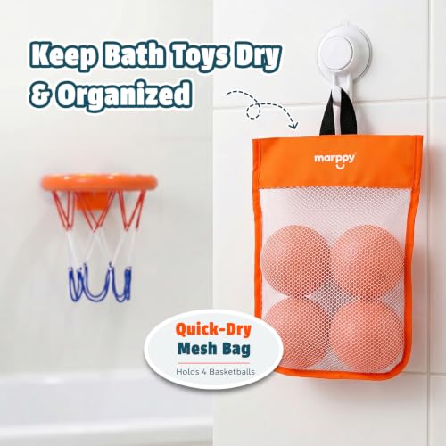 Bath Toys – Bathtub Basketball Hoop for Toddler | Bath Toys for Kids with 4 Mold-Free Balls and Strong Suction Cups Basketball Hoop | Toddler Shower Toys and Fun Bathtub Toys for Boys and Girls