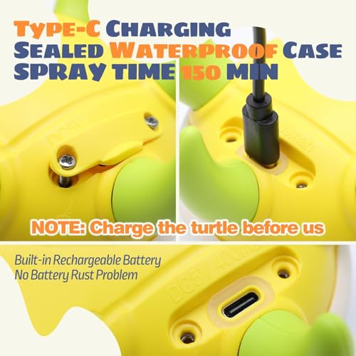 Sizobi Baby Bath Toys, Rechargeable Turtle Bath Toy Sprinkler for Toddler with 5 Rings, Bathtub Fountain Spray Toy,Pool Water Bath Toys for Kids Ages 1-3, Boys Outdoor Water Table Toy Birthday Gifts