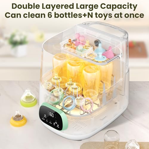 MOLWAY Upgraded Baby Bottle Washer and Sterilizer, All-in-One Cleaning Machine for Bottles & Parts, Gift for New Moms