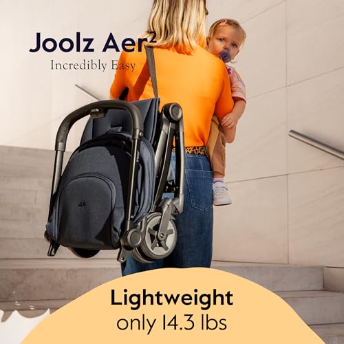 Joolz Aer2 Lightweight Travel Stroller for Baby & Toddler – One-Hand Fold, Compact Carry-On Airplane Approved, Reclining Seat, UPF 50+ Canopy, Travel Pouch, Baby Net – Sandy Taupe