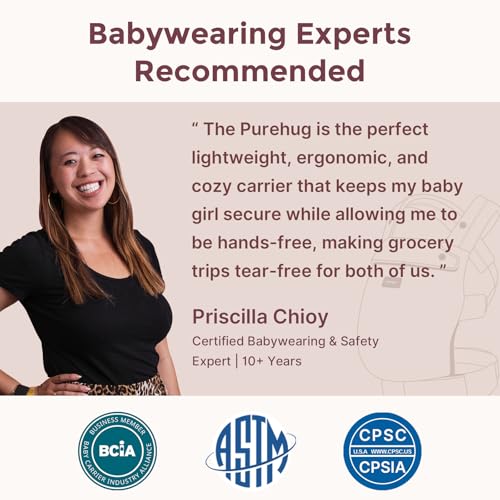 Momcozy Baby Carrier - Ergonomic, Cozy and Lightweight Carrier for 7-45lbs, Effortless to Put On, Ideal for Hands-Free Parenting, Enhanced Lumbar Support, Purehug for Infant to Toddler, Khaki