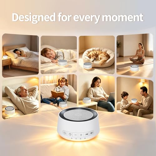 Sound Machine Night Light White Noise Machine with 30 Soothing Sounds 12 Colors Night Light Sleep Machine for Baby Kids Adults Brown Pink Nosie Machine with 32 Volume Levels for Office Home Travel