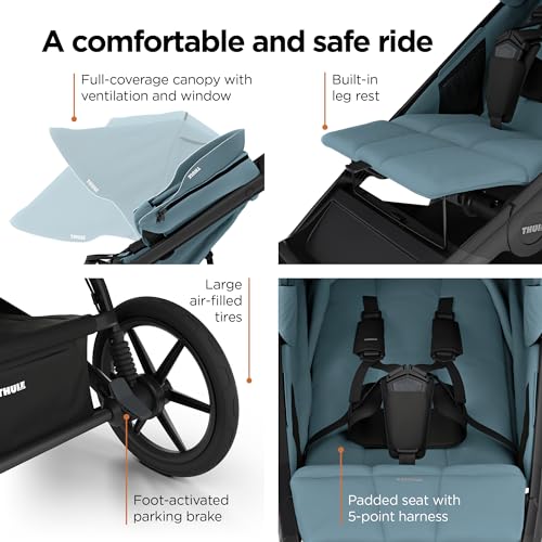 Thule Urban Glide 3 Single Child All-Terrain Stroller, Full-Suspension System, Air-Filled Tires, Upright seat with Adjustable Recline and Built-in legrest