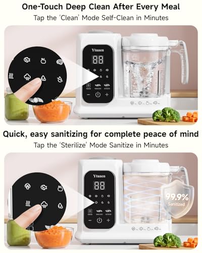 Baby Food Maker with Large Steam Basket Onestep Baby Food Processor Steamer with Steam & Grinding, Auto Cooking Self-Cleaning & Sterili-zing, BPA-Free for Healthy Homemade Baby Food