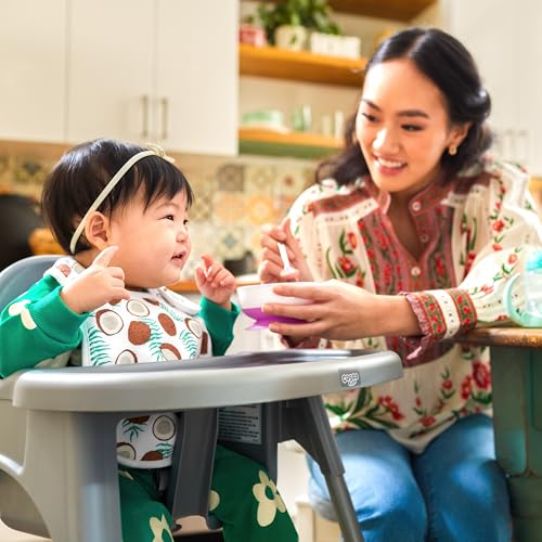 Cosco Kids Canteen High Chair Lightweight Portable Baby Feeding Chair with Adjustable Tray, Easy to Clean, Kitchen or Dining Use, Toddlers Up to 33 lbs, Mono Grey