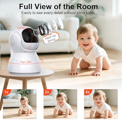 AnKeKe Baby Monitor with Camera and Audio, No WiFi Baby Monitor with 5" IPS LCD Screen, 100-Hour Battery, 1000ft Long Range, 2-Way Talk, Cry and Feeding Reminder, Night Vision and 355°PTZ