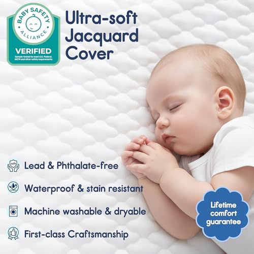 Pro Goleem Pack and Play Mattress (38"x26"), Waterproof Pack n Play Mattress Pad with Carry Bag, Firm Playard Mattress with Soft Cover, for Babies and Toddlers