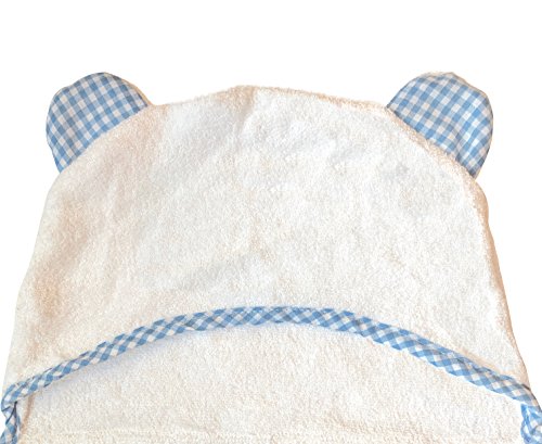 Channing & Yates Premium Organic Hooded Baby Towel and Washcloth Set - Softest Towel with Hood for Newborn - Boy Gift for Baby Shower (Blue)
