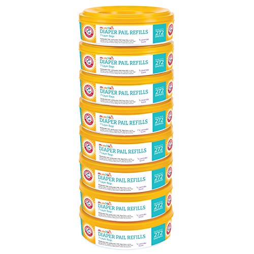Munchkin® Arm and Hammer Diaper Pail Refills, 8 Pack, Lavender Scented, Holds 2176 Newborn Diapers