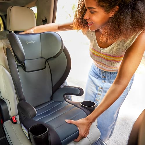 Safety 1st Grow and Go 2-in-1 Booster Car Seat with ComfortWings, Converts High-Back to Backless, 19" Wide, Fits 3 Across, Lightweight, Foldable, Easy-Clean, Cup Holders, 40-100 lbs, Beach Wave