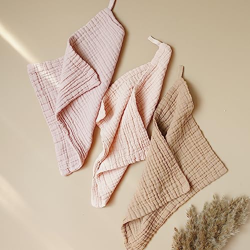 Konssy Baby Muslin Washcloths 7-Pack, 100% Cotton Baby Bath Washcloths, Soft & Absorbent Wash Cloths and Burp Cloths for Newborn Kids Girls & Boys, 11x11 inches
