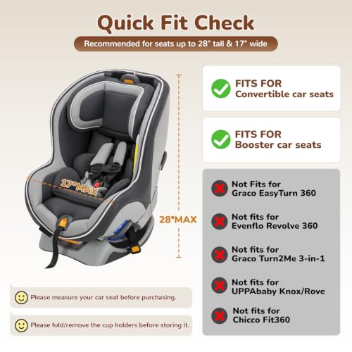 YOREPEK Foldable Car Seat Travel Bag with Wheels, Rolling Gate Check Carseat Bags for Air Travel, Padded Car Seat Carrier For Airport, Clear Pocket for Baby Travel Essentials