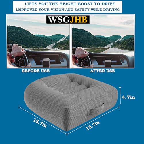 Adult Booster Seat Cushion, Car Seat Cushions for Short People/Thick Office Chair Booster Seat Increase Field of View, for Trucks, Car, Office Chair, Home, Wheelchair,Angle Lift Seat Cushion (Grey)