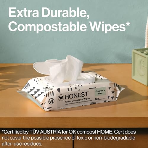 The Honest Company Clean Conscious Multi-Use Wipes | Hypoallergenic + Unscented for Sensitive Skin | Over 99% Water, Compostable, Plant Based, Baby Wipes | Pattern Play, 576 Count