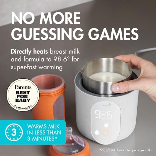 Boon Tempro Direct Heat Breastmilk Warmer - Retains Nutrients in Baby Formula and Breastmilk - Quick Liquid Warmer with Real Time Temp Reading - Breastfeeding Essentials