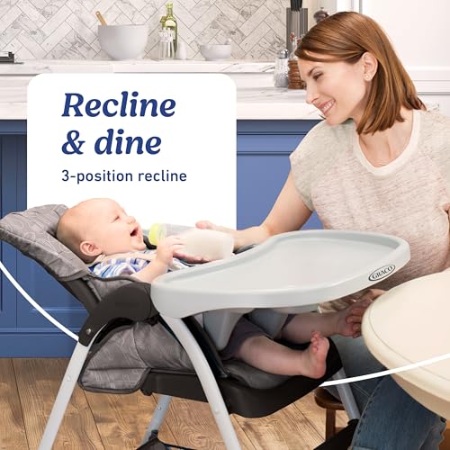 Graco® Slim Snacker High Chair, Ultra Slim, Fast-Folding, Multiple Recline Positions, Comfortable Feeding, Whisk