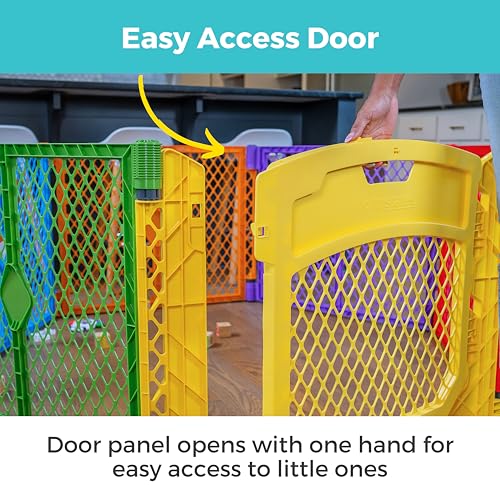 Toddleroo by North States - Superyard Colorplay Ultimate Play Yard: Freestanding 6 Panel Baby Playpen - Indoor/Outdoor Use - Made in USA - Encloses Up to 18.5 Square Feet - 26 Inches Tall - Colorplay