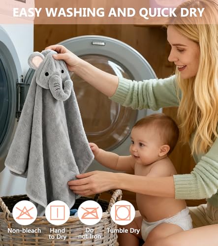 Spearlcable 12 PCS Baby Bath Towels for Infants Toddlers, 4 PCS Animal Hooded Baby Towels + 8 PCS Washcloths Set, Ultra Absorbent Cute Soft Baby Towels for Newborn Bath Essentials Gifts for Boys Girls