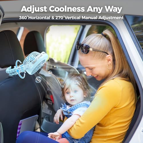 2026 Upgraded Misting Baby Stroller Fan Rechargeable, Flexible Tripod Clip for Car Seat Crib, Baby Shower Gifts & Baby Registry Search, Newborn Essentials for Beach Travel, Disney Summer Essentials