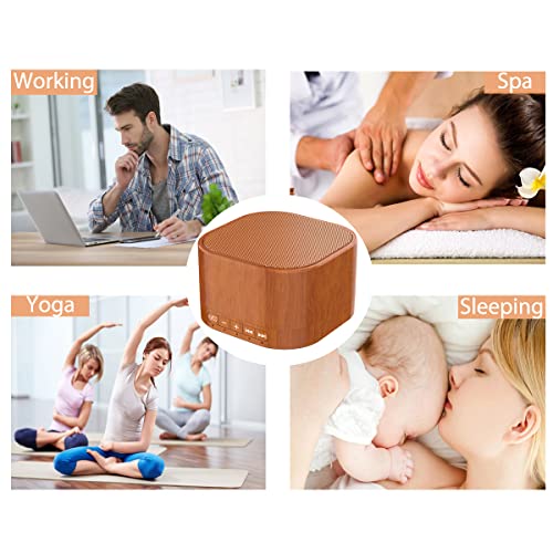 White Noise Machine plug-in Sound Machine with 20 Non Looping Natural Soothing Sounds and Memory Function Sleep Timer Sleep Machine with Sleep Therapy for Baby Kids Adults-New Wood Grain Added in 2025