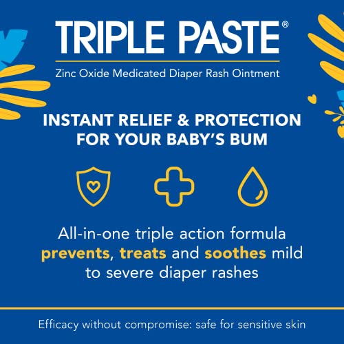Triple Paste Diaper Rash Cream, Zinc Oxide Baby Ointment, 3 oz