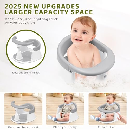 Baby Bath Seat, Infant/Toddler Sit Up Bathtub Seat for 6-12-24 Months, Baby Bath Essentials, Great Shower Gifts for Newborn and New Mothers