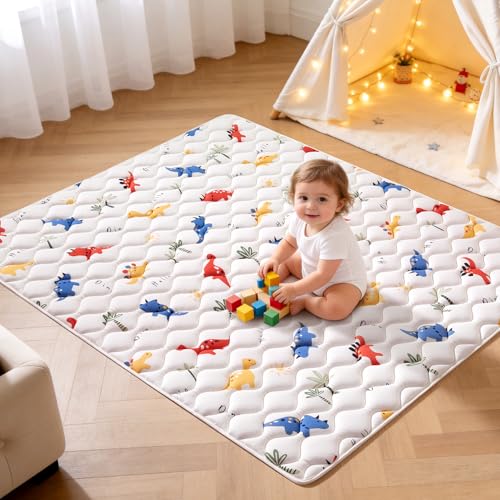 Odorless Premium Foam Baby Play Mat 50" x 50", Soft Microfiber Fabric Crawling Mat for Floor- Comfortable and Hypoallergenic, Non-Slip Cushioned Floor Playpen mat for Infants,Babies,Toddlers