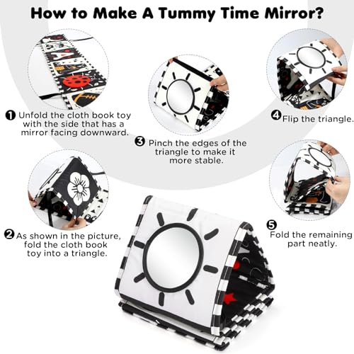 URMYWO Black and White Baby Toy, Tummy Time High Contrast Newborn Toys 0-3 Months, Soft Baby Book, Visual Stimulation Montessori Sensory Infant Toys 0-6-12 Months, Boy Girl Shower Gift