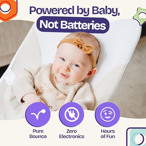 ComfyBumpy Ergonomic Baby Bouncer Seat - Safe, Portable Bouncing Chair with 3 Adjustable Height Positions - Infant Bouncy Seat Perfect for 8-20lbs Babies (Oatmeal)
