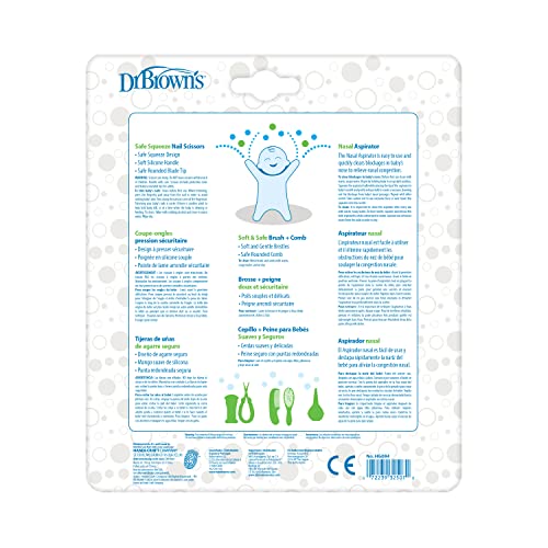 Dr. Brown's Baby Care Essentials Kit, Nail Scissors with Case, Nasal Aspirator, Cradle Cap Brush and Comb, BPA-Free