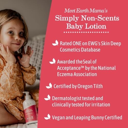 Earth Mama Simply Non-Scents Baby Lotion for Dry Skin - Calendula Cream for Newborn Skin Care - 8 oz - Fragrance Free - Infant Essentials