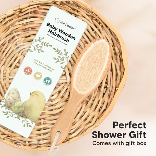 Wooden Baby Hair Brush for Toddler, Infant Cradle Cap (Walnut, Regular)
