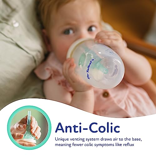 Dr. Talbot's Silicone Anti-Colic Bottles - (2-Pack) Self-Sterilizing Baby Bottles for Newborns - 5 oz - Aqua