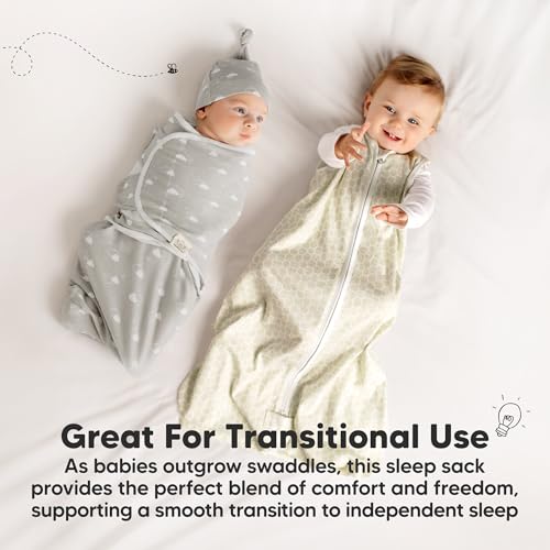 2-Pack Baby Sleep Sacks, Zipper Wearable Blanket - 100% Organic Cotton 0.5TOG, Soft Lightweight Toddler Sleeping Sack 12-24 months, Easy to Wear Newborn Swaddles Sleepsack (BumbleBear, L)