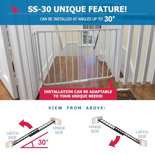 Cardinal Gates SS30 Stairway Special Baby Gate for Top of Stairs - Adjustable Indoor Dog Gate - Aluminum Metal Safety Gate for Kids & Pets - 27 to 42.5 Inches Wide - Black - USA Based Company