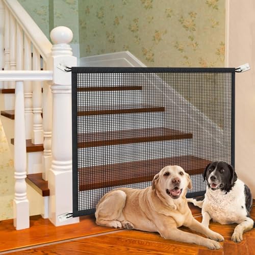 Cupount Dog Screen Mesh Gate for Stairs Pet Gates for The House: for Doorways Stairways Indoor 29 inches Tall, 38 inch Wide, Fits 32-35 inch Openings
