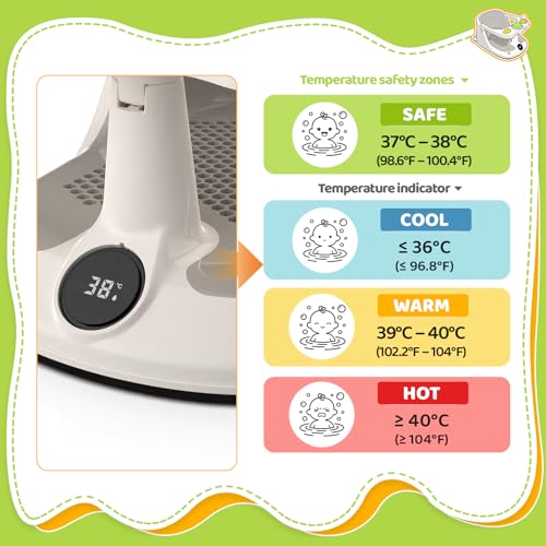 Baby Bath Seat for 8-18 Months, Non-Slip Toddler Bath Chair with Suction Cups & Temperature Display, Ergonomic Infant Bath Seat with Toy Tray, BPA-Free Baby Bath Tub Seat for Sitting Up