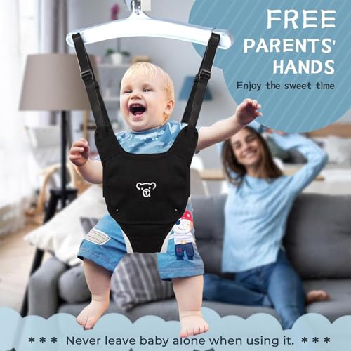 G TALECO GEAR Baby Jumper with Stand,Baby Bouncer,Easy Set-Up,Baby Exerciser for Active Babies,Suitable for Indoor and Outdoor, Water Mat Include (Black)
