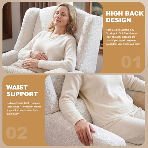 Madaha Power Recliner Chair Swivel Gilder Rocking Chairs Skin-Friendly Power Recliner Nursery Chair for Adults with Waist Pillow, USB Charging (Beige, Only Recliner Chair)