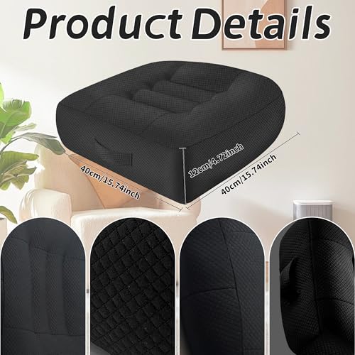runfider Car Booster Thick Height Adjustable Seat Cushion with Breathable Mesh Cover, Portable Seat Cushion for Driving, Office Chairs Wheelchairs Trucks SUV's and Home Use Black