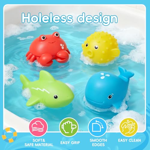 Baby Bath Toys for Kids Ages 1-3, 16PCS | Easy Clean Mold Free Bath Toys Toddlers 2-4 | Bathtub Pool Water Table Toys for Babies & Toddlers | Bath Boats Spoons Bucket Watering Can Tub Toy for Toddlers