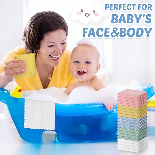 Newwiee 120 Pack Baby Washcloths 9 x 8 Inch Coral Fleece Baby Rags Microfiber Soft Small Towels Absorbent Wash Cloth for Newborn Infants Toddlers Face or Body(Multi Colors)
