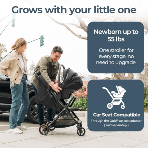 Inglesina Quid³ Lightweight Compact Travel Stroller for Baby & Toddler 0-55 lbs – One-Hand Fold, Reclining Seat, Airline Approved, Car Seat Compatible, UPF 50+ Canopy – Cosmic Black